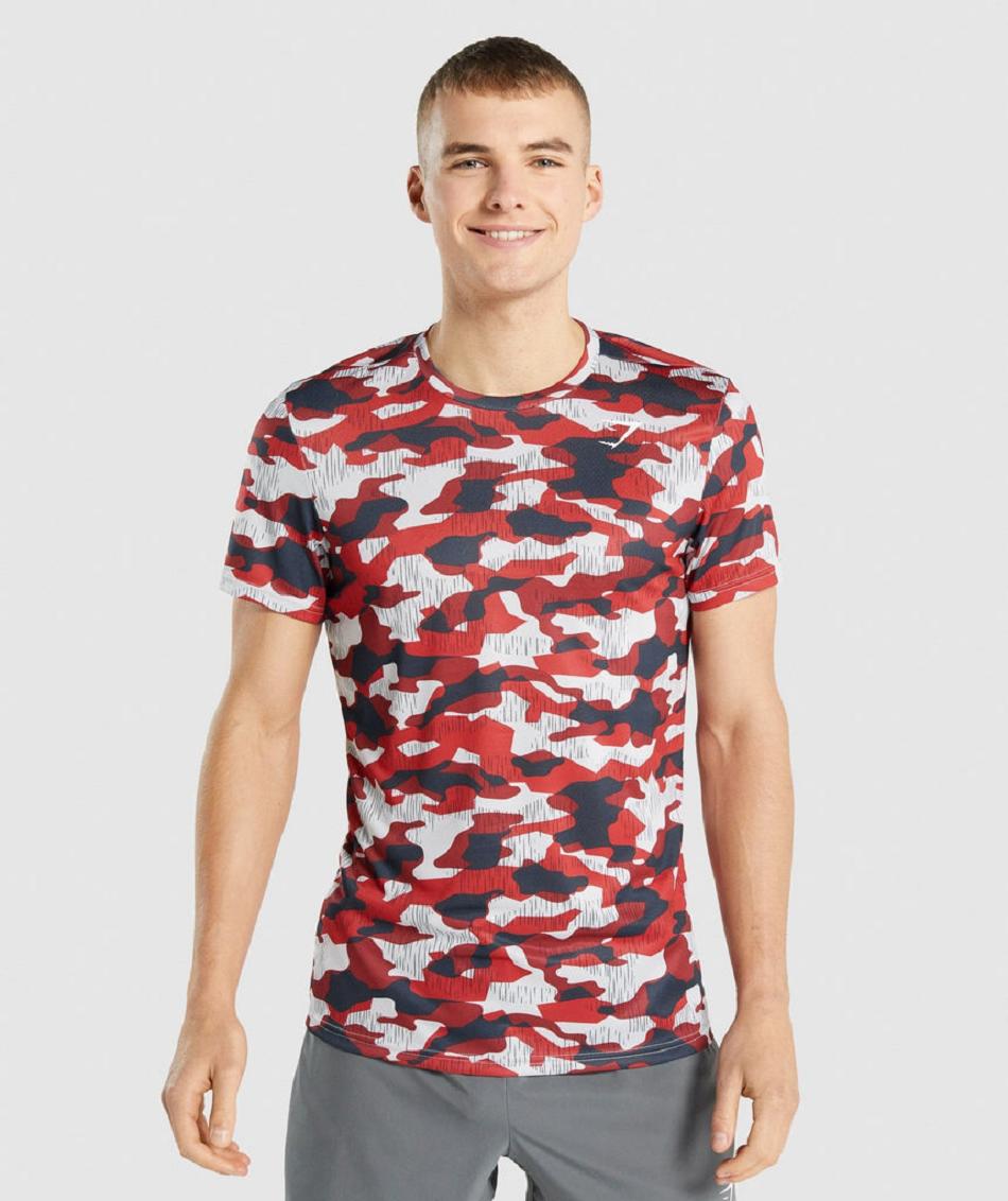 T Shirts Męskie Gymshark Arrival Czerwone | PL 3878JPQ